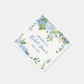 Light Blue Hydrangea Floral Bridal Shower Paper Napkins (Corner)