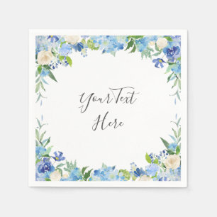 Light Blue Hydrangea Floral PARTY Paper Napkins