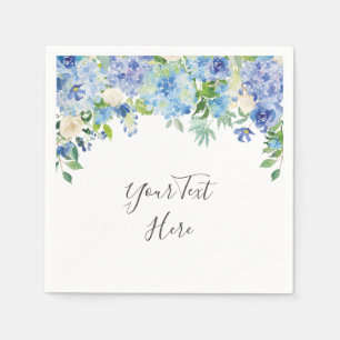 Light Blue Hydrangea Floral PARTY Paper Napkins