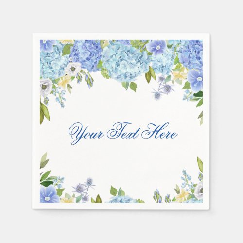 Light Blue Hydrangea Floral PARTY Paper Napkins
