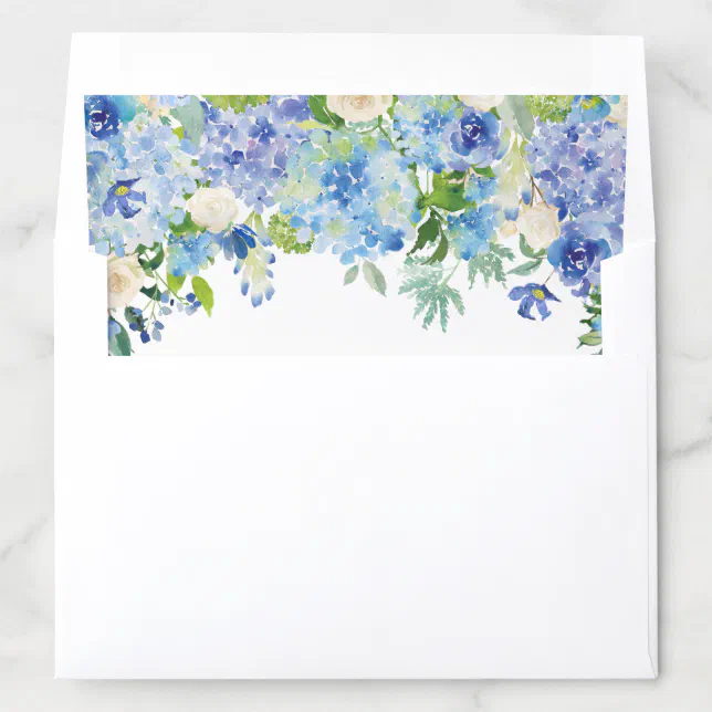 Light Blue Hydrangea Floral Watercolor Envelope Liner | Zazzle