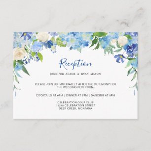 Light Blue Hydrangea & Greenery Wedding Reception Enclosure Card