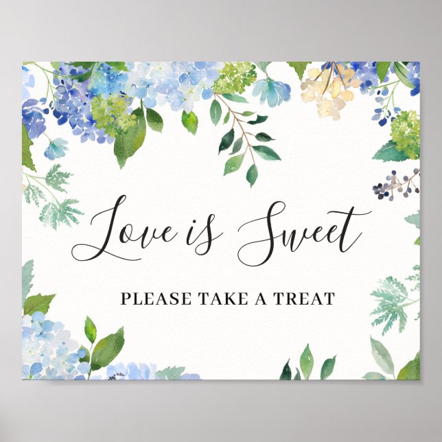 Light Blue Hydrangea Love is Sweet Poster (Front)