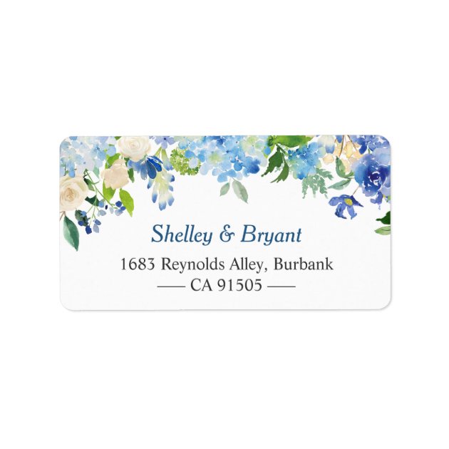 Light Blue Hydrangea Watercolor Floral Label