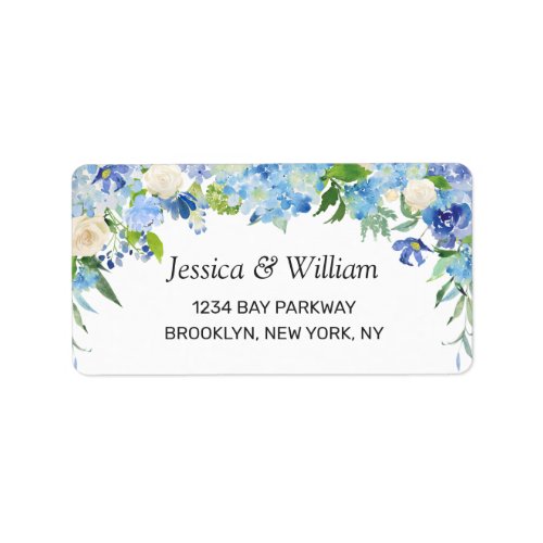 Light Blue Hydrangea Watercolor Floral Label