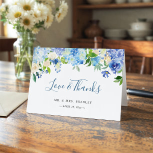 Light Blue Hydrangea Watercolor Floral Thank You