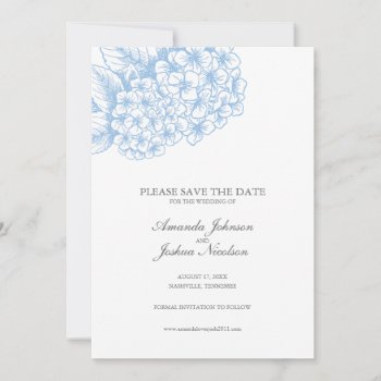Light Blue Hydrangea Wedding Save The Date by labellarue at Zazzle