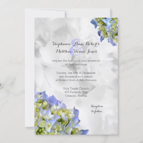 Light Blue Hydrangea Wedding Traditional Wedding Invitation