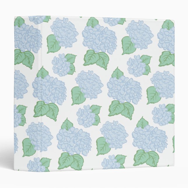 Light Blue Hydrangeas 3 Ring Binder (Front/Spine)