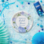 Light Blue Hydrangeas Floral Bridal Shower Party Paper Plates (Party)