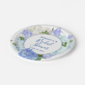 Light Blue Hydrangeas Floral Bridal Shower Party Paper Plates (Angled)