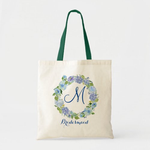 Light Blue Hydrangeas Floral Bridesmaid Tote Bag