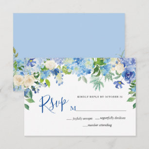 Light Blue Hydrangeas Floral Watercolor  RSVP Card