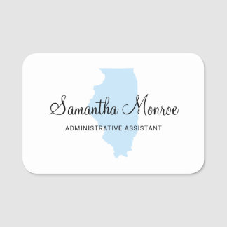 Light Blue Illinois Name Tag