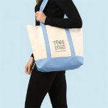 Light Blue Impulse Custom Tote Bag with Logo Large<br><div class="desc">Personalize our large impulse tote bag with your company logo and custom text. The dimensions of the Impulse tote bag are 13.5 inch x 18.5 inch x 5.5 inch deep. It’s made of cotton canvas. Available with light blue trim and other trim colors. No minimum order quantity and no setup...</div>