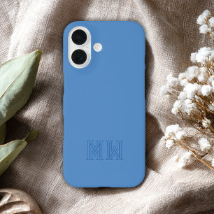 Light Blue Initials Monogram Simple Minimal  iPhone 16 Case