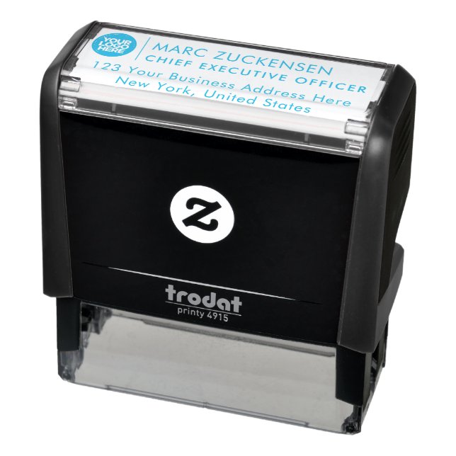 LIGHT BLUE INK Logo Return Address Self-inking Stamp (Product)