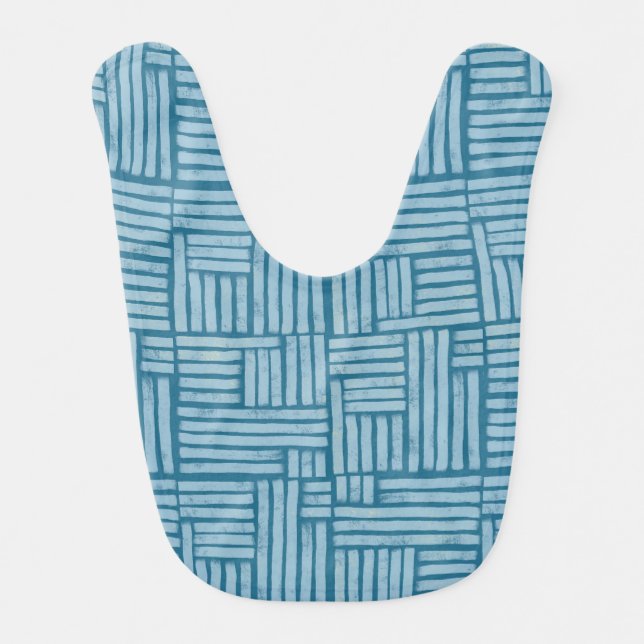 Light blue ink roller stripes  baby bib (Front)