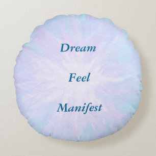 Light Blue inspirational design Round Pillow