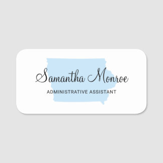 Light Blue Iowa Name Tag