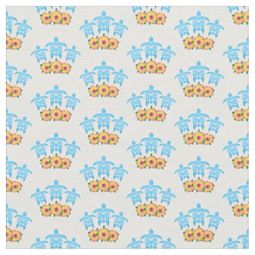 Light Blue Island Tribal Green Sea Turtles Fabric