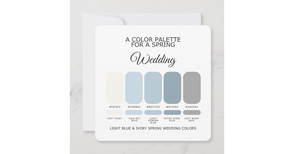 Light Blue Ivory Spring Wedding Color Palette Card | Zazzle