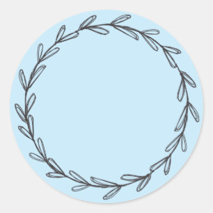 Light blue Jar/ Spice Blank Hand Drawn Wreath   Cl Classic Round Sticker