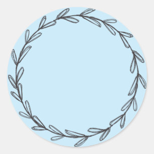 Light blue Jar/ Spice Blank Hand Drawn Wreath Classic Round Sticker