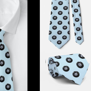 Light Blue Jeans 8 Ball Billiards Pool Player Cool Neck Tie