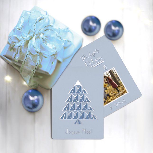 Light Blue Joyoux Noel Photo Christmas Card (Creator Uploaded)