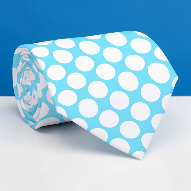 Light Blue Jumbo Polka Dots Custom Necktie (Creator Uploaded)