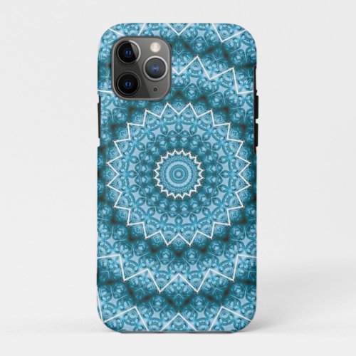 Light Blue Kaleidoscope  Mandala iPhone 11 Pro Case