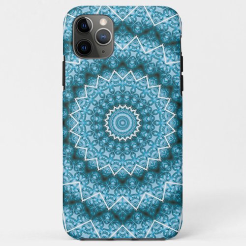 Light Blue Kaleidoscope  Mandala iPhone 11 Pro Max Case
