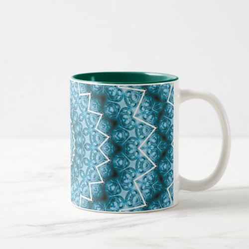 Light Blue Kaleidoscope  Mandala Two_Tone Coffee Mug