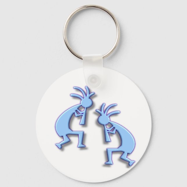 Light Blue Kokopelli Keychain (Front)