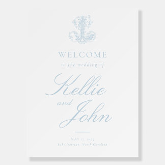 Light Blue "L" Monogram Wedding Poster