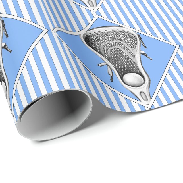 Light-blue Lacrosse Gift Wrapping Paper (Roll Corner)