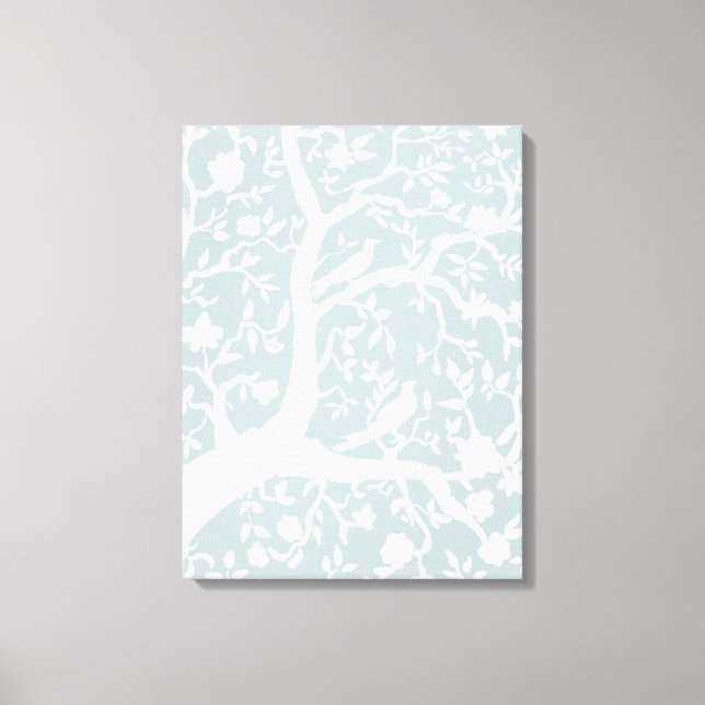 Light Blue Large Chinoiserie Art Canvas Print (Front)