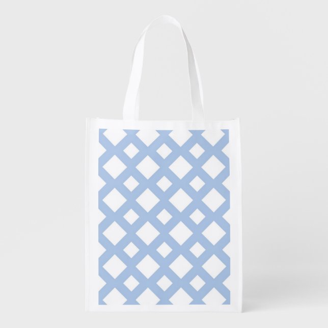 Light Blue Lattice on White Grocery Bag (Front)