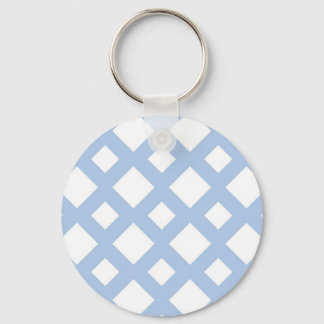 Light Blue Lattice on White Keychain