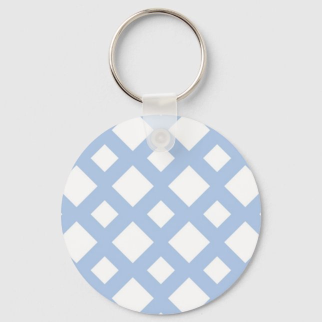 Light Blue Lattice on White Keychain (Front)
