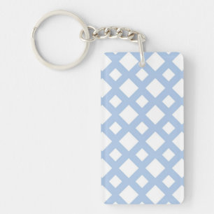 Light Blue Lattice on White Keychain