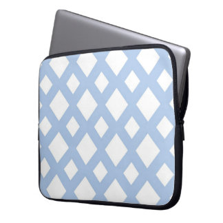 Light Blue Lattice on White Laptop Sleeve