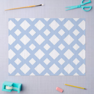Light Blue Lattice on White Tissue Paper