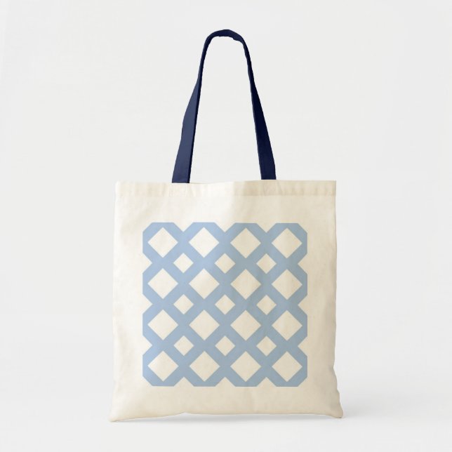Light Blue Lattice on White Tote Bag (Front)