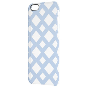 Light Blue Lattice on White Clear iPhone 6 Plus Case