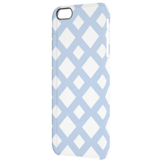 Light Blue Lattice on White Clear iPhone 6 Plus Case