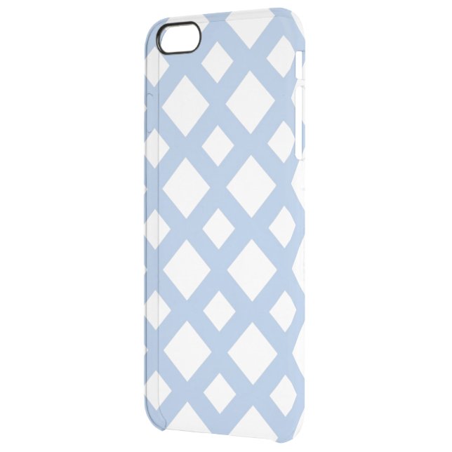 Light Blue Lattice on White Uncommon iPhone Case (Back Left)