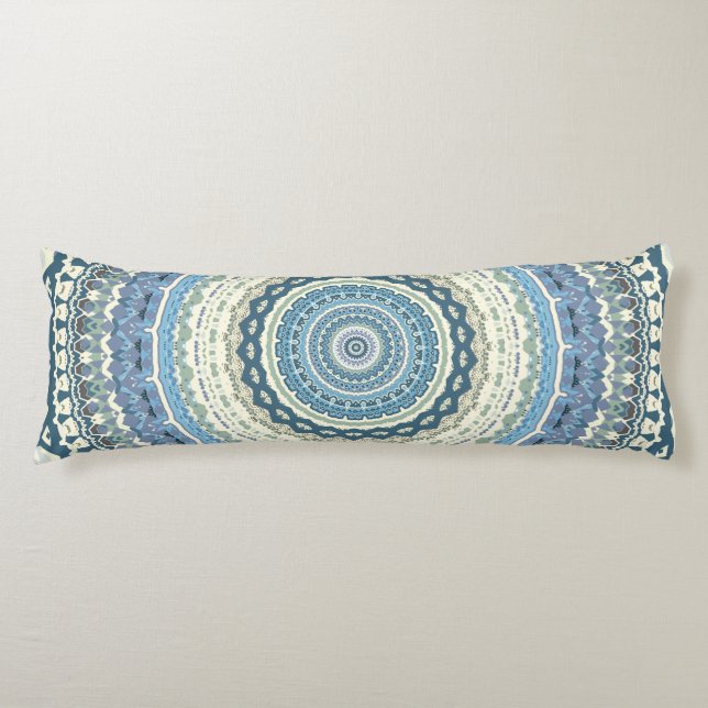 Light Blue Lavender Mandala Body Pillow (Front)