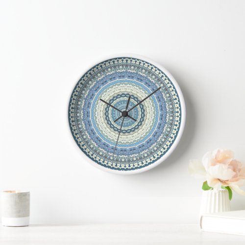 Light Blue Lavender Mandala Clock